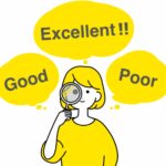 イラスト　良く見て　チェックして　評価するひと