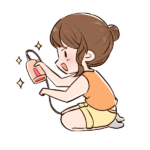 脱毛器を手に入れてゴキゲンでお手入れする女性のイラスト