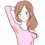 イラスト_ワキ汗で眉をしかめる女性